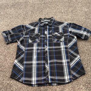 BKE Men's Black and Blue Plaid Athletic Shirt Size XXL
